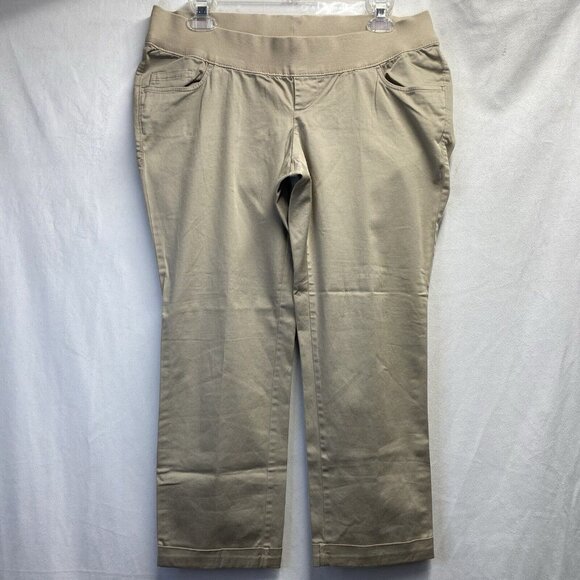 Old Navy Maternity Cuffed Ankle Pants Women Size 2 Khaki Stretch With Pockets - Picture 1 of 16